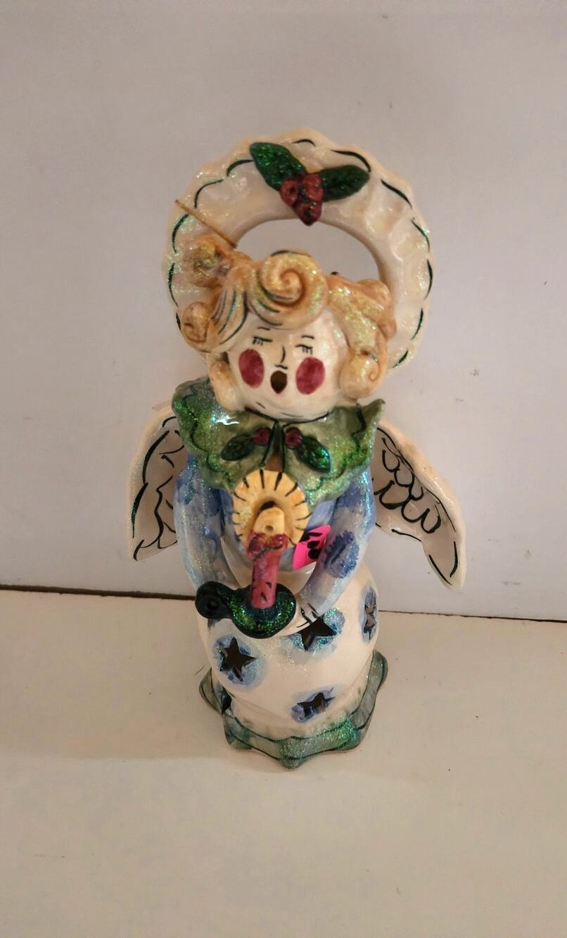 Blue Sky Heather Goldminc 2001 Angel Stars Candle Tealight Luminary 9 Inch